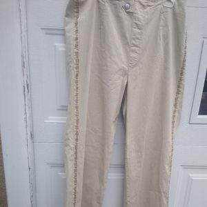 Indigo Moon Women's Tan Pants Embroidered  Size 1X